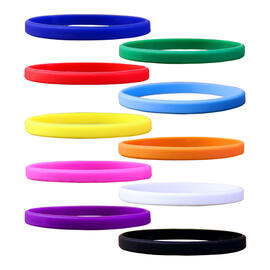 Narrow Silicone Bracelets Mix 10 Colours front view