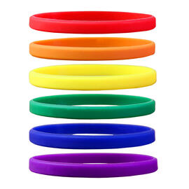 Narrow Silicone Bracelets Mix Rainbow front view