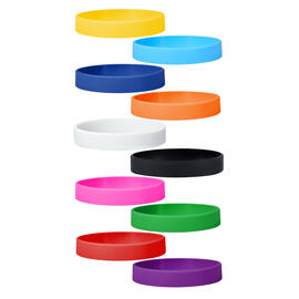 Silicone Bracelets Mix 10 Colours - for Adults front view