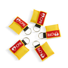 CPR Masks in Yellow Keychains front view