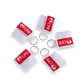 CPR Masks in White Keychains front view