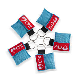 CPR Masks in Light Blue Keychains front view