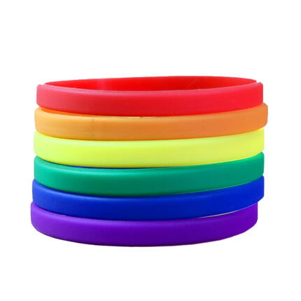 Narrow Silicone Bracelets Mix Rainbow stacked view