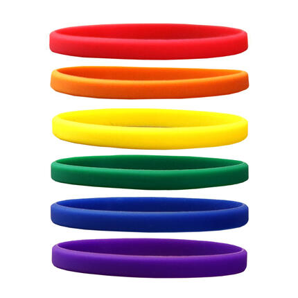 Narrow Silicone Bracelets Mix Rainbow - for Children front