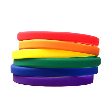 Narrow Silicone Bracelets Mix Rainbow - for Children stacked