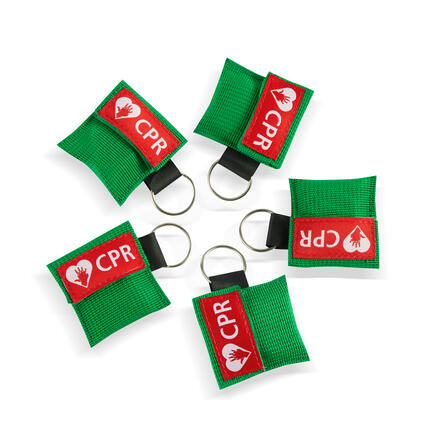 CPR Masks in Green Keychains front view