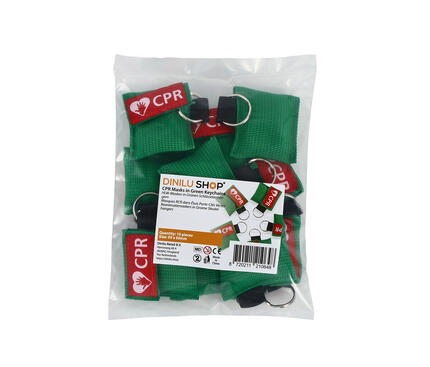 CPR Masks in Green Keychains in package