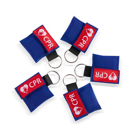 CPR Masks in Blue Keychains front view