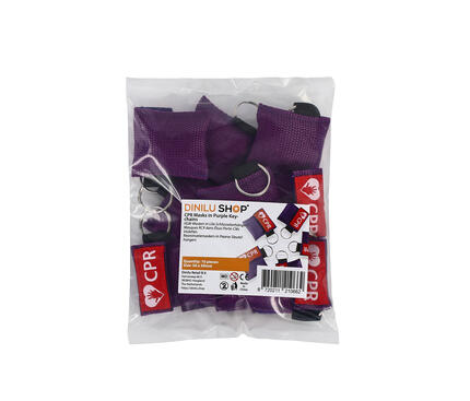 CPR Masks in Purple Keychains in package
