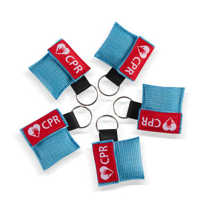 CPR Masks in Light Blue Keychains front view