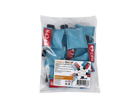 CPR Masks in Light Blue Keychains in package
